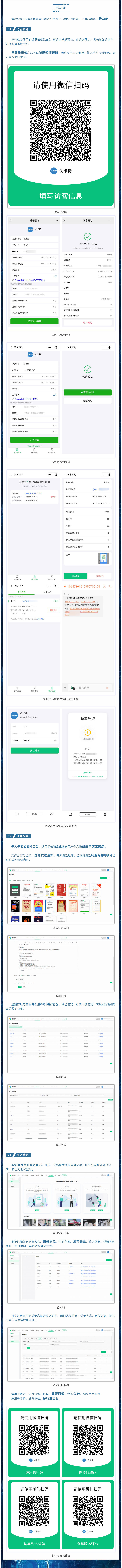 還有免費(fèi)使用的訪客預(yù)約功能，可訪客掃碼預(yù)約、幫訪客預(yù)約、微信轉(zhuǎn)發(fā)訪客自行預(yù)約等3種方式。